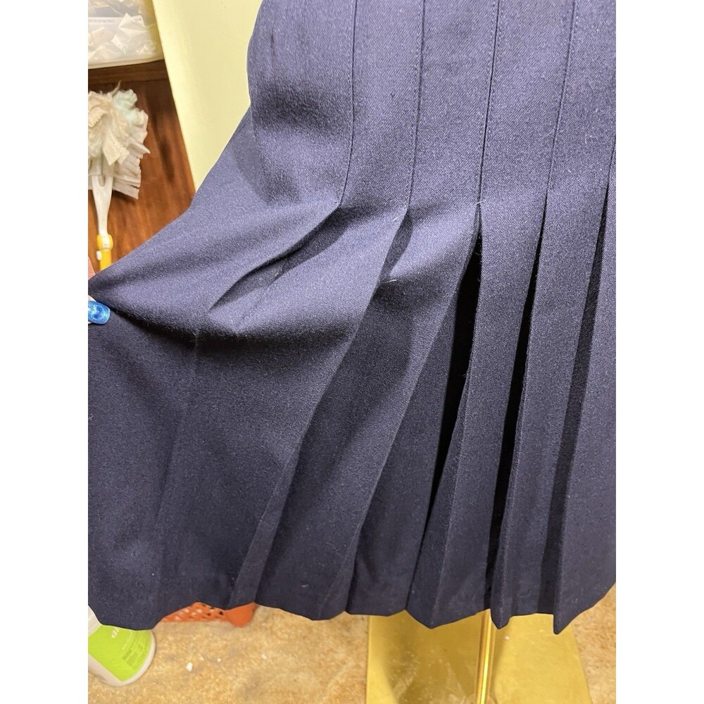 Vtg St Michael Womens 2-piece Navy Wool Sz 10 Blazer & Sz 12 Skirt Pleated Suit - Picture 13 of 16